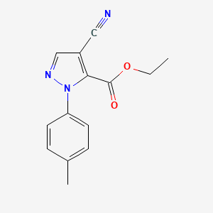 molecular formula C14H13N3O2 B2821239 乙酸 4-氰基-1-(4-甲基苯基)-1H-吡唑-5-羧酯 CAS No. 318497-86-8