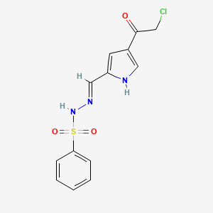 molecular formula C13H12ClN3O3S B2821241 N'-[(1E)-[4-(2-chloroacetyl)-1H-pyrrol-2-yl]methylidene]benzenesulfonohydrazide CAS No. 866142-80-5
