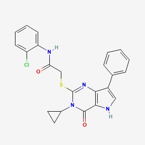 molecular formula C23H19ClN4O2S B2821244 N-(2-氯苯基)-2-((3-环丙基-4-酮-7-苯基-4,5-二氢-3H-嘧啶-2-基)硫)乙酰胺 CAS No. 1260935-13-4