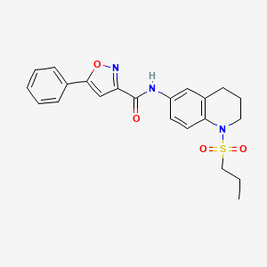 molecular formula C22H23N3O4S B2821245 5-phenyl-N-(1-(propylsulfonyl)-1,2,3,4-tetrahydroquinolin-6-yl)isoxazole-3-carboxamide CAS No. 1207022-93-2