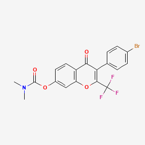 molecular formula C19H13BrF3NO4 B2821246 3-(4-bromophenyl)-4-oxo-2-(trifluoromethyl)-4H-chromen-7-yl dimethylcarbamate CAS No. 847183-65-7