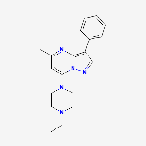 molecular formula C19H23N5 B2821247 7-(4-Ethylpiperazin-1-yl)-5-methyl-3-phenylpyrazolo[1,5-a]pyrimidine CAS No. 850229-88-8