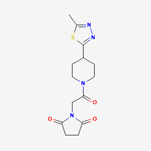 molecular formula C14H18N4O3S B2821268 1-(2-(4-(5-Methyl-1,3,4-thiadiazol-2-yl)piperidin-1-yl)-2-oxoethyl)pyrrolidine-2,5-dione CAS No. 1396759-21-9