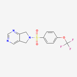 molecular formula C13H10F3N3O3S B2821269 6-((4-(trifluoromethoxy)phenyl)sulfonyl)-6,7-dihydro-5H-pyrrolo[3,4-d]pyrimidine CAS No. 1448134-85-7