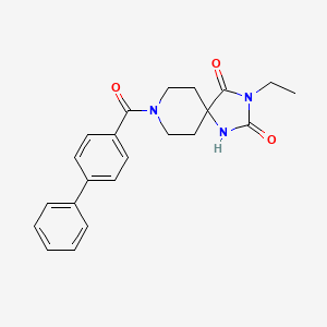 molecular formula C22H23N3O3 B2821274 8-([1,1'-联苯]-4-甲酰)-3-乙基-1,3,8-三氮杂螺[4.5]癸烷-2,4-二酮 CAS No. 1021089-52-0