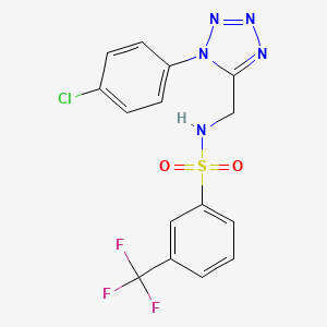 molecular formula C15H11ClF3N5O2S B2821278 N-((1-(4-chlorophenyl)-1H-tetrazol-5-yl)methyl)-3-(trifluoromethyl)benzenesulfonamide CAS No. 921124-96-1