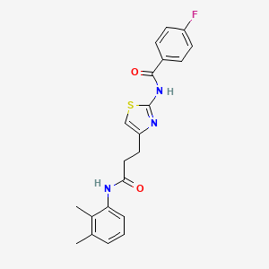 molecular formula C21H20FN3O2S B2821287 N-(4-(3-((2,3-二甲基苯基)氨基)-3-氧代丙基)噻嘌啶-2-基)-4-氟苯甲酰胺 CAS No. 1021228-04-5