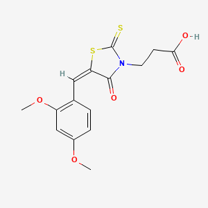 molecular formula C15H15NO5S2 B2821292 3-[(5E)-5-[(2,4-二甲氧基苯基)甲基亚甲基]-4-氧代-2-硫代-1,3-噻唑烷-3-基]丙酸 CAS No. 380155-83-9