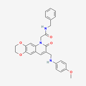 N-benzyl-2-[8-[(4-methoxyanilino)methyl]-7-oxo-2,3-dihydro[1,4]dioxino[2,3-g]quinolin-6(7H)-yl]acetamide