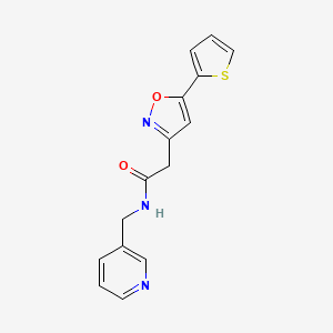 molecular formula C15H13N3O2S B2821298 N-(pyridin-3-ylmethyl)-2-(5-(thiophen-2-yl)isoxazol-3-yl)acetamide CAS No. 946227-79-8