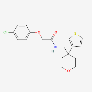 molecular formula C18H20ClNO3S B2821300 2-(4-氯苯氧基)-N-((4-(噻吩-3-基)四氢-2H-吡喃-4-基)甲基)乙酰胺 CAS No. 2309805-37-4