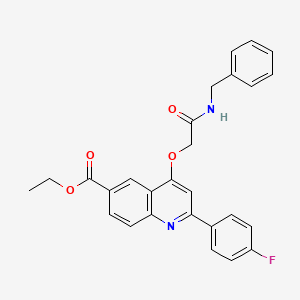 molecular formula C27H23FN2O4 B2821302 乙酸4-(2-(苄基氨基)-2-氧代乙氧基)-2-(4-氟苯基)喹啉-6-甲酸酯 CAS No. 1114835-84-5