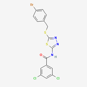 molecular formula C16H10BrCl2N3OS2 B2821303 N-(5-((4-bromobenzyl)thio)-1,3,4-thiadiazol-2-yl)-3,5-dichlorobenzamide CAS No. 392302-98-6