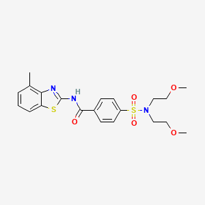 molecular formula C21H25N3O5S2 B2821310 4-[双(2-甲氧基乙基)磺酰基]-N-(4-甲基-1,3-苯并噻唑-2-基)苯甲酰胺 CAS No. 328539-78-2