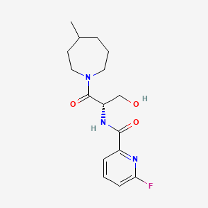 molecular formula C16H22FN3O3 B2821312 6-fluoro-N-[(2S)-3-hydroxy-1-(4-methylazepan-1-yl)-1-oxopropan-2-yl]pyridine-2-carboxamide CAS No. 2094049-92-8