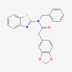 molecular formula C23H18N2O3S B2821321 2-(benzo[d][1,3]dioxol-5-yl)-N-(benzo[d]thiazol-2-yl)-N-benzylacetamide CAS No. 922557-93-5