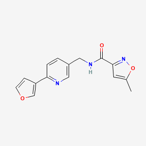 molecular formula C15H13N3O3 B2821323 N-((6-(furan-3-yl)pyridin-3-yl)methyl)-5-methylisoxazole-3-carboxamide CAS No. 2034309-06-1