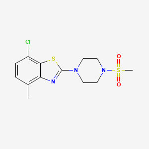 molecular formula C13H16ClN3O2S2 B2821330 7-Chloro-4-methyl-2-(4-(methylsulfonyl)piperazin-1-yl)benzo[d]thiazole CAS No. 1257549-67-9