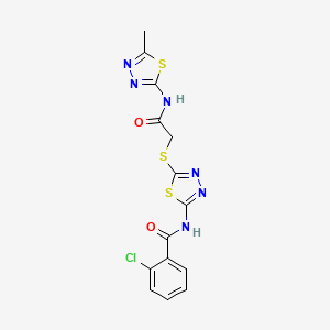 2-chloro-N-[5-[2-[(5-methyl-1,3,4-thiadiazol-2-yl)amino]-2-oxoethyl]sulfanyl-1,3,4-thiadiazol-2-yl]benzamide