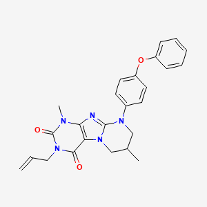 molecular formula C25H25N5O3 B2821332 3-allyl-1,7-dimethyl-9-(4-phenoxyphenyl)-6,7,8,9-tetrahydropyrimido[2,1-f]purine-2,4(1H,3H)-dione CAS No. 876151-78-9