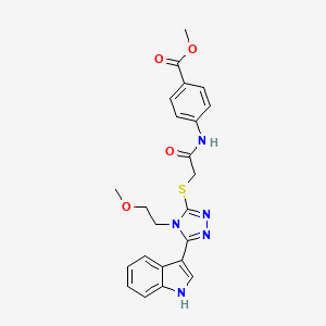 methyl 4-(2-((5-(1H-indol-3-yl)-4-(2-methoxyethyl)-4H-1,2,4-triazol-3-yl)thio)acetamido)benzoate