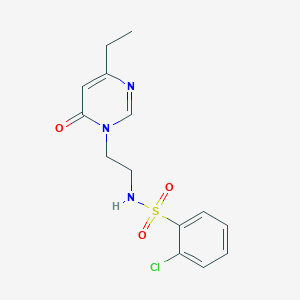 molecular formula C14H16ClN3O3S B2821351 2-chloro-N-(2-(4-ethyl-6-oxopyrimidin-1(6H)-yl)ethyl)benzenesulfonamide CAS No. 1396866-57-1