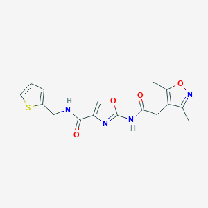 2-(2-(3,5-dimethylisoxazol-4-yl)acetamido)-N-(thiophen-2-ylmethyl)oxazole-4-carboxamide