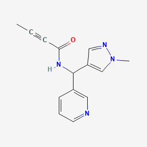molecular formula C14H14N4O B2821373 N-[(1-Methylpyrazol-4-yl)-pyridin-3-ylmethyl]but-2-ynamide CAS No. 2411243-61-1