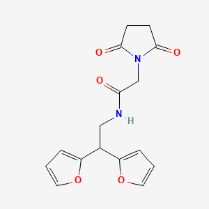 N-(2,2-di(furan-2-yl)ethyl)-2-(2,5-dioxopyrrolidin-1-yl)acetamide