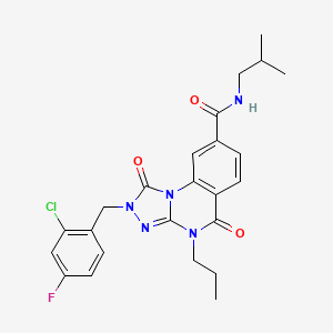 molecular formula C24H25ClFN5O3 B2821385 2-(2-chloro-4-fluorobenzyl)-N-isobutyl-1,5-dioxo-4-propyl-1,2,4,5-tetrahydro-[1,2,4]triazolo[4,3-a]quinazoline-8-carboxamide CAS No. 1105200-51-8
