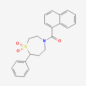 molecular formula C22H21NO3S B2821390 (1,1-Dioxido-7-phenyl-1,4-thiazepan-4-yl)(naphthalen-1-yl)methanone CAS No. 2034607-00-4