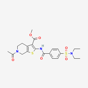 molecular formula C22H27N3O6S2 B2821404 methyl 6-acetyl-2-(4-(N,N-diethylsulfamoyl)benzamido)-4,5,6,7-tetrahydrothieno[2,3-c]pyridine-3-carboxylate CAS No. 449768-87-0