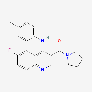(6-Fluoro-4-(p-tolylamino)quinolin-3-yl)(pyrrolidin-1-yl)methanone