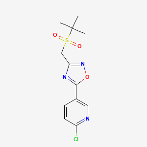molecular formula C12H14ClN3O3S B2821448 5-{3-[(tert-Butylsulphonyl)methyl]-1,2,4-oxadiazol-5-yl}-2-chloropyridine CAS No. 680216-16-4