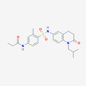 molecular formula C23H29N3O4S B2821449 N-(4-(N-(1-isobutyl-2-oxo-1,2,3,4-tetrahydroquinolin-6-yl)sulfamoyl)-3-methylphenyl)propionamide CAS No. 941906-81-6