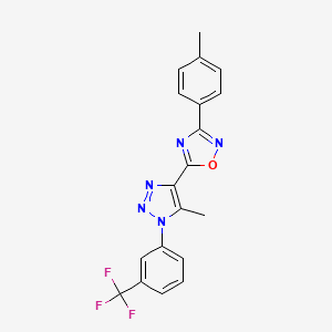molecular formula C19H14F3N5O B2821451 3-(4-methylphenyl)-5-{5-methyl-1-[3-(trifluoromethyl)phenyl]-1H-1,2,3-triazol-4-yl}-1,2,4-oxadiazole CAS No. 895094-21-0