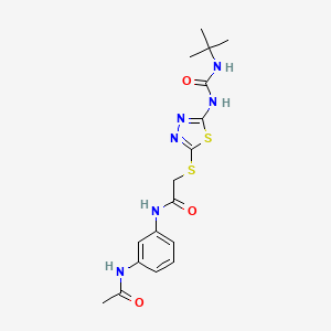 molecular formula C17H22N6O3S2 B2821453 N-(3-acetamidophenyl)-2-((5-(3-(tert-butyl)ureido)-1,3,4-thiadiazol-2-yl)thio)acetamide CAS No. 886940-62-1