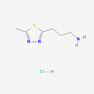 molecular formula C6H12ClN3S B2821460 3-(5-Methyl-1,3,4-thiadiazol-2-yl)propan-1-amine hydrochloride CAS No. 2173996-64-8