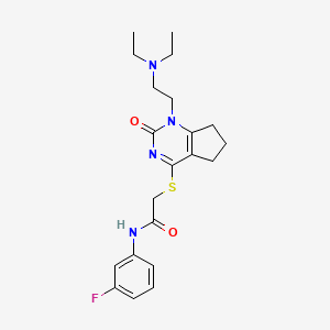 2-((1-(2-(diethylamino)ethyl)-2-oxo-2,5,6,7-tetrahydro-1H-cyclopenta[d]pyrimidin-4-yl)thio)-N-(3-fluorophenyl)acetamide