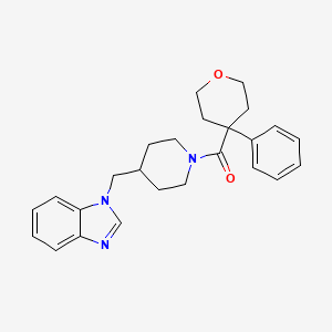 molecular formula C25H29N3O2 B2821463 (4-((1H-benzo[d]imidazol-1-yl)methyl)piperidin-1-yl)(4-phenyltetrahydro-2H-pyran-4-yl)methanone CAS No. 1203190-52-6