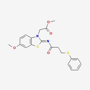 (Z)-methyl 2-(6-methoxy-2-((3-(phenylthio)propanoyl)imino)benzo[d]thiazol-3(2H)-yl)acetate