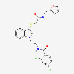 molecular formula C24H21Cl2N3O3S B2821476 2,4-dichloro-N-(2-(3-((2-((furan-2-ylmethyl)amino)-2-oxoethyl)thio)-1H-indol-1-yl)ethyl)benzamide CAS No. 532975-57-8