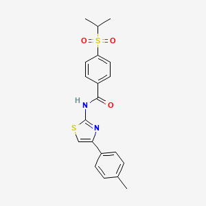 molecular formula C20H20N2O3S2 B2821488 4-(异丙基磺酰)-N-(4-(对甲苯)噻唑-2-基)苯甲酰胺 CAS No. 919846-95-0