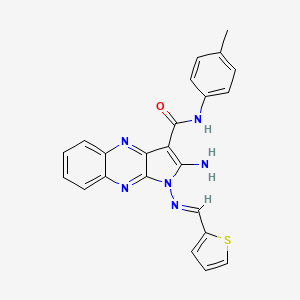 (E)-2-amino-1-((thiophen-2-ylmethylene)amino)-N-(p-tolyl)-1H-pyrrolo[2,3-b]quinoxaline-3-carboxamide