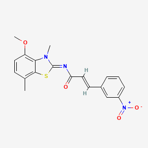 molecular formula C19H17N3O4S B2821500 (2E,NZ)-N-(4-methoxy-3,7-dimethylbenzo[d]thiazol-2(3H)-ylidene)-3-(3-nitrophenyl)acrylamide CAS No. 1321710-65-9