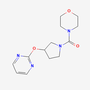 molecular formula C13H18N4O3 B2821511 吗啉基(3-(嘧啶-2-基氧基)吡咯啉-1-基)甲酮 CAS No. 2034251-58-4