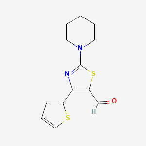 molecular formula C13H14N2OS2 B2821533 2-(Piperidin-1-yl)-4-(thiophen-2-yl)-1,3-thiazole-5-carbaldehyde CAS No. 554439-45-1