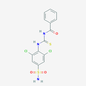 molecular formula C14H11Cl2N3O3S2 B282154 4-{[(Benzoylamino)carbothioyl]amino}-3,5-dichlorobenzenesulfonamide 