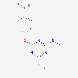 molecular formula C13H14N4O2S B282155 4-[[4-(Dimethylamino)-6-methylsulfanyl-1,3,5-triazin-2-yl]oxy]benzaldehyde 