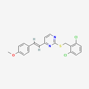 molecular formula C20H16Cl2N2OS B2821564 2-[(2,6-Dichlorobenzyl)sulfanyl]-4-(4-methoxystyryl)pyrimidine CAS No. 339278-39-6